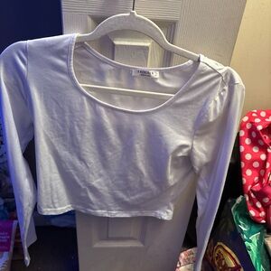 White Long Sleeve Crop Top
